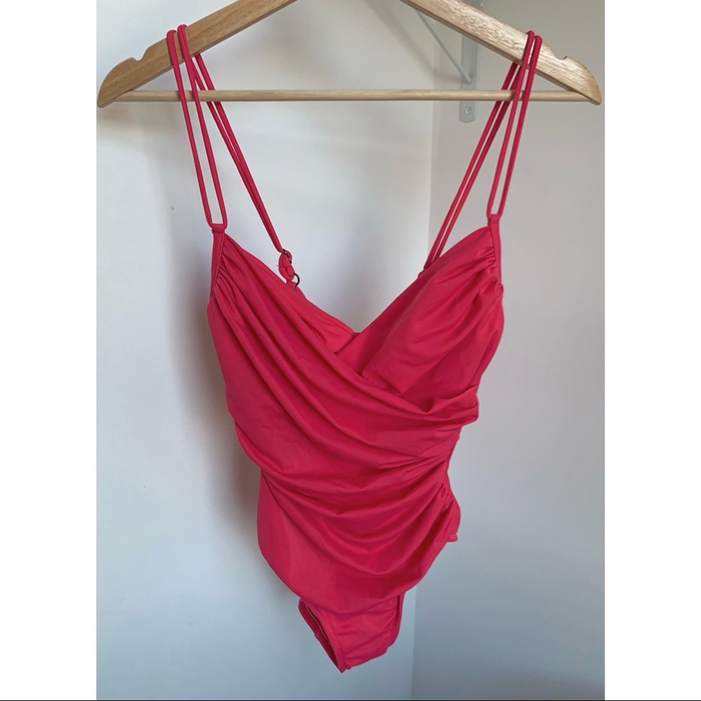 Magicsuit • 6 • Pink Wrap Front One-piece Underwire Swimsuit